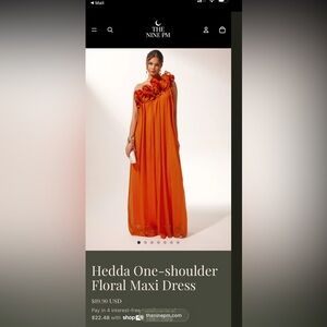 One-Shoulder Orange Ruffle Maxi Dress